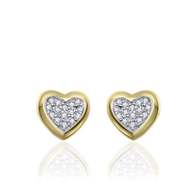 Gisser Sterling Silver Earrings - Pave Heart Setting