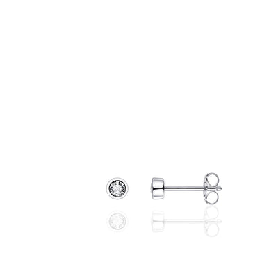 Gisser Sterling Silver Earrings - 4mm Round Zirconia Stones Studs