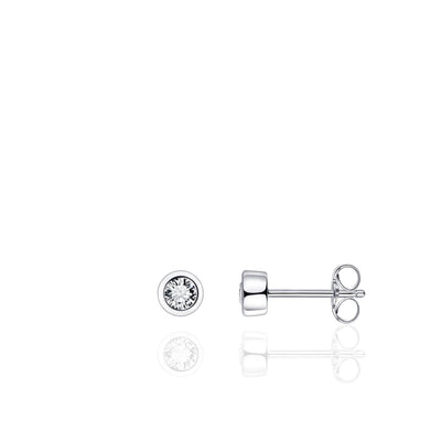 Gisser Sterling Silver Earrings -  5mm Zirconia Stone Studs