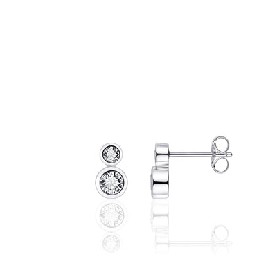 Gisser Sterling Silver Earrings with Two Zirconia Stones