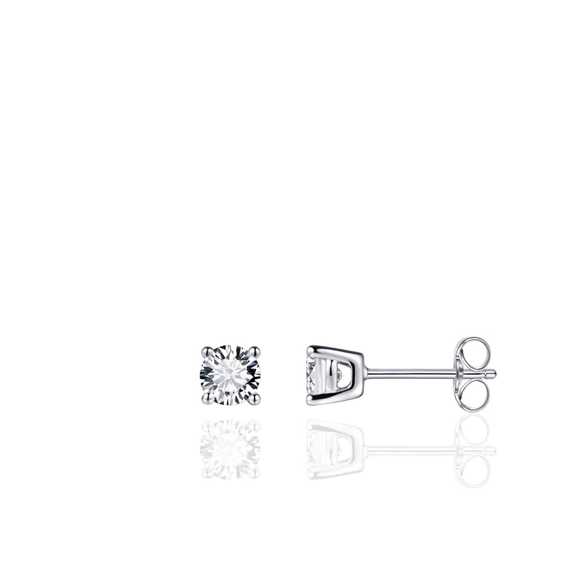 Gisser Sterling Silver Earrings - Zirconia Solitaire Studs