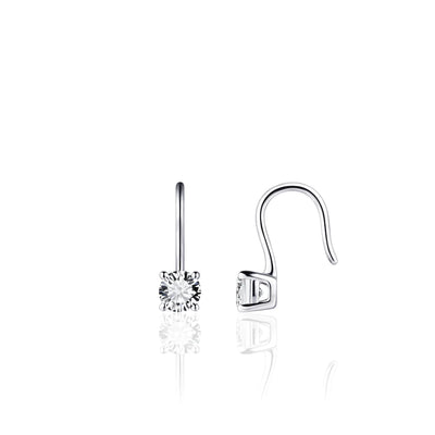 Gisser Sterling Silver Earrings - Solitaire Ear Hooks