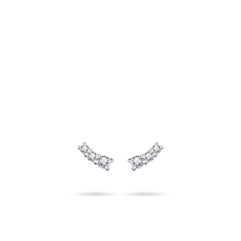 Gisser Sterling Silver Earrings - 3 Stone Zirconia Studs