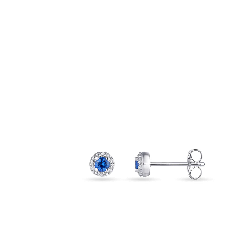 Gisser Sterling Silver Earrings - 5mm Halo Studs with Zirconia Stones