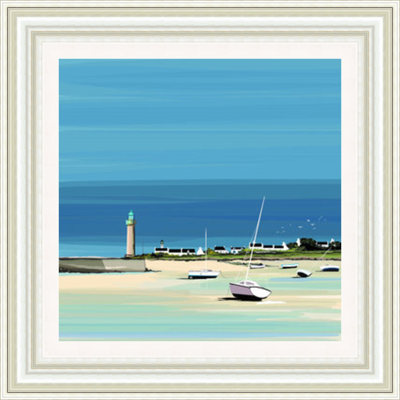 Fisherman Boats Framed Picture - Art on Glass - **CLICK & COLLECT ONLY**