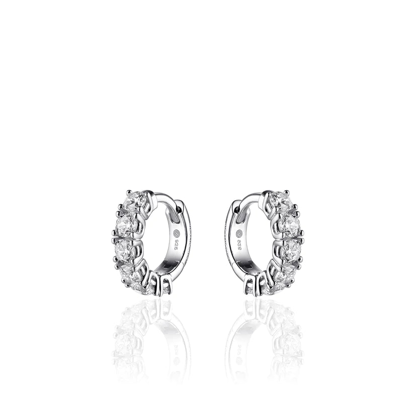 Gisser Sterling Silver Earrings- 13.5mm Hoops with Zirconia Stones