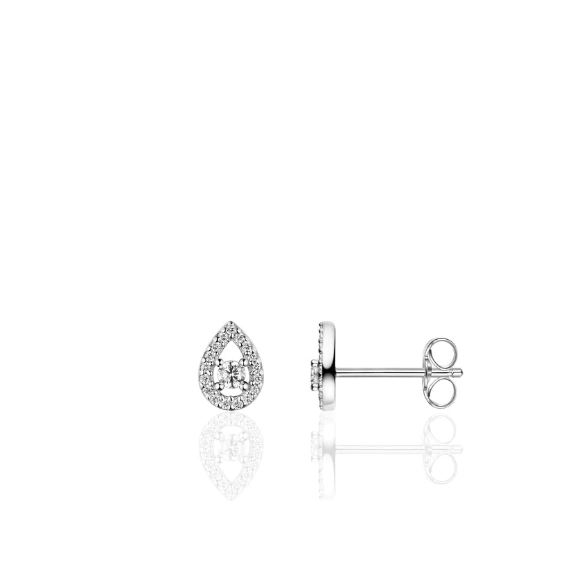 Gisser Sterling Silver Earrings- Zirconia Stones Ear Studs