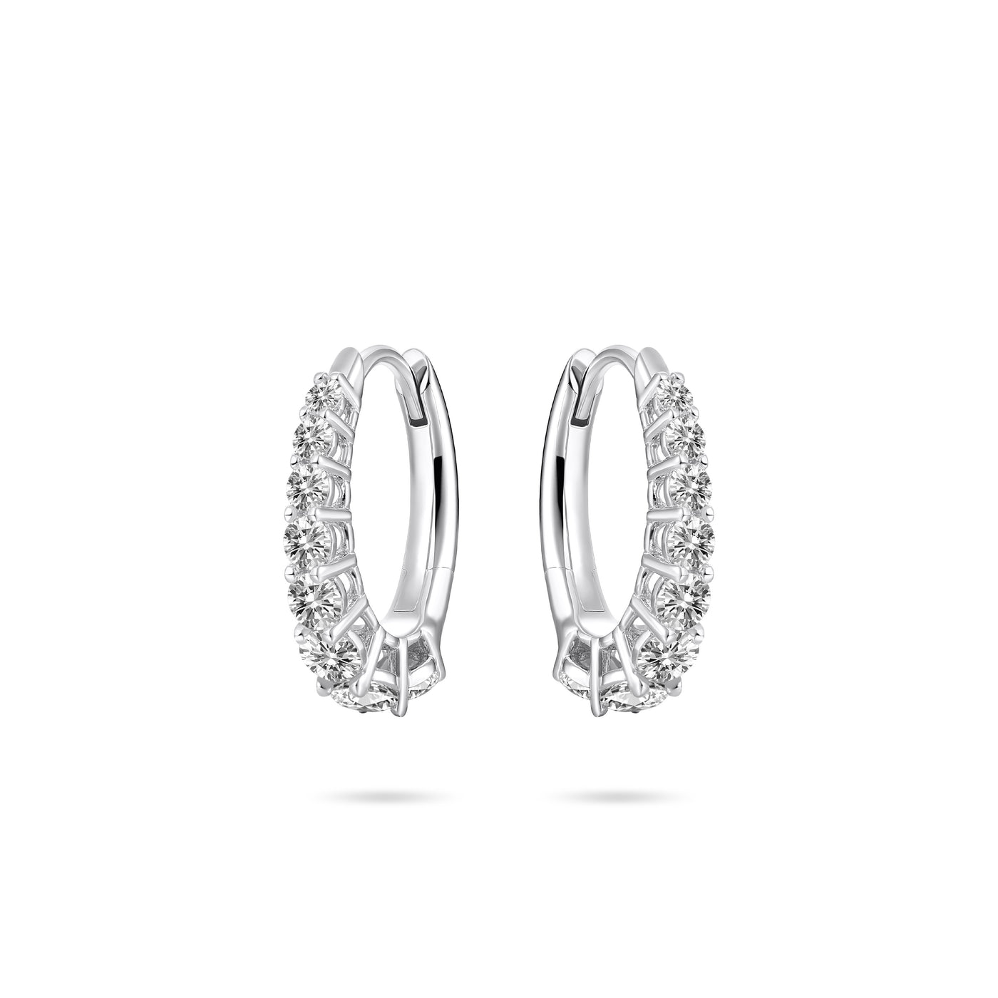 Gisser Sterling Silver Earrings - 8 Zirconia Stone Hoops