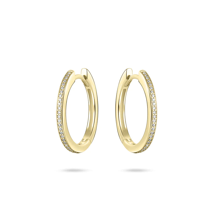 Gisser Sterling Silver Earrings - 20mm Maxi Classic Sparkling Hoops