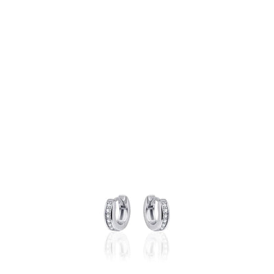 Gisser Sterling Silver Earrings - 12mm Mini Classic Sparkling Hoops