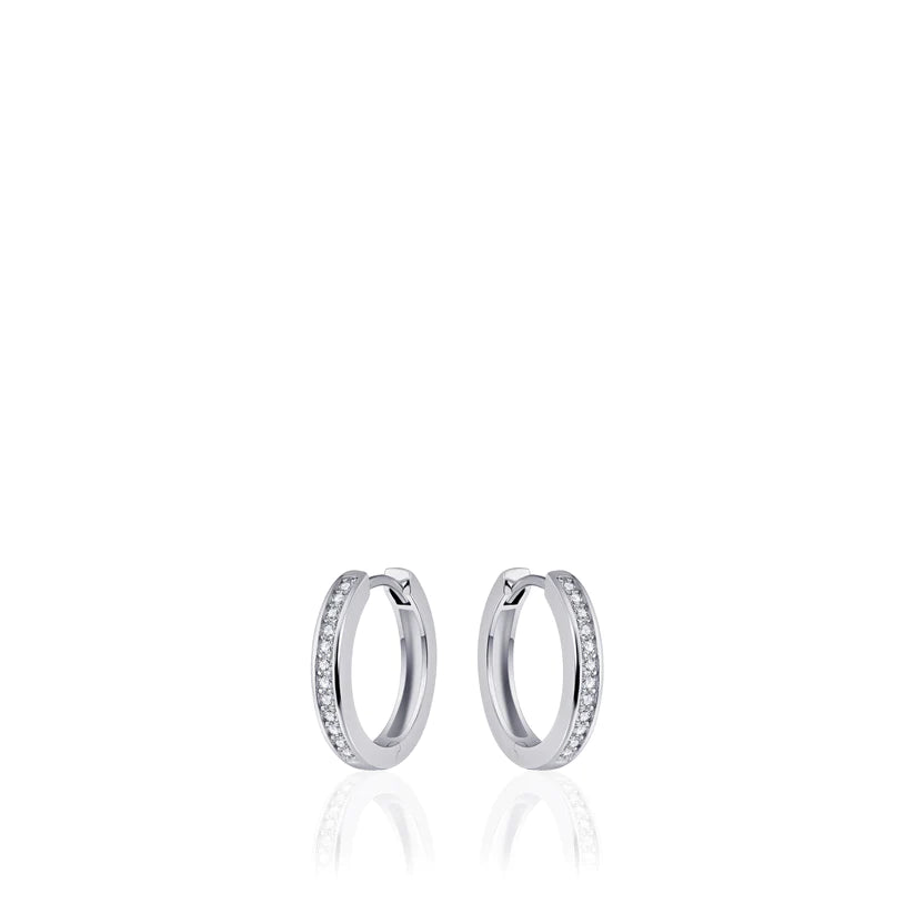 Gisser Sterling Silver Earrings - 20mm Maxi Classic Sparkling Hoops