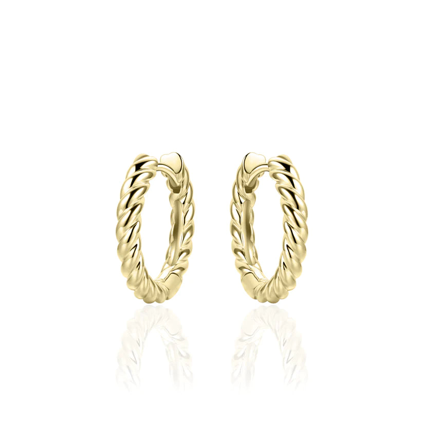 Gisser Sterling Silver Earrings- 18mm Midi Hoops with Rope Design