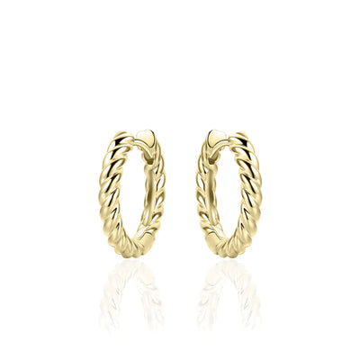 Gisser Sterling Silver Earrings- 18mm Midi Hoops with Rope Design