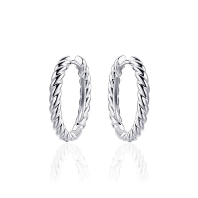 Gisser Sterling Silver Earrings - 22mm Maxi Hoops with Rope Design