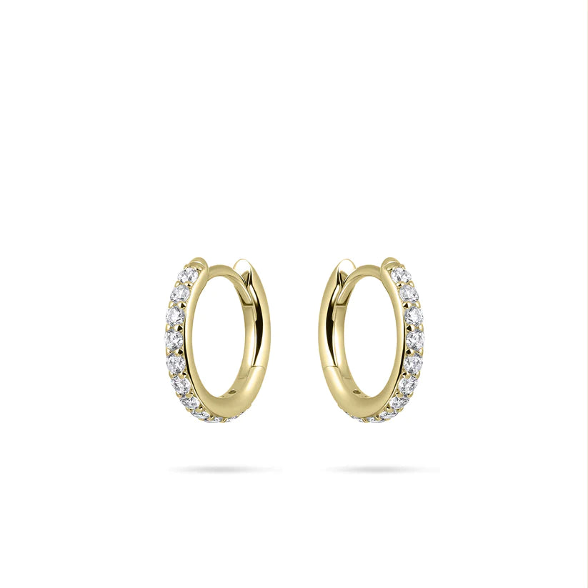 Gisser Sterling Silver Earrings - 15mm Mini Sparkling Hoops