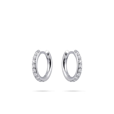 Gisser Sterling Silver Earrings - 15mm Mini Sparkling Hoops