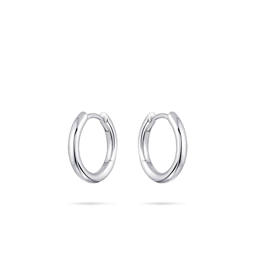 Gisser Sterling Silver Earrings - 15mm Mini Polished Hoops