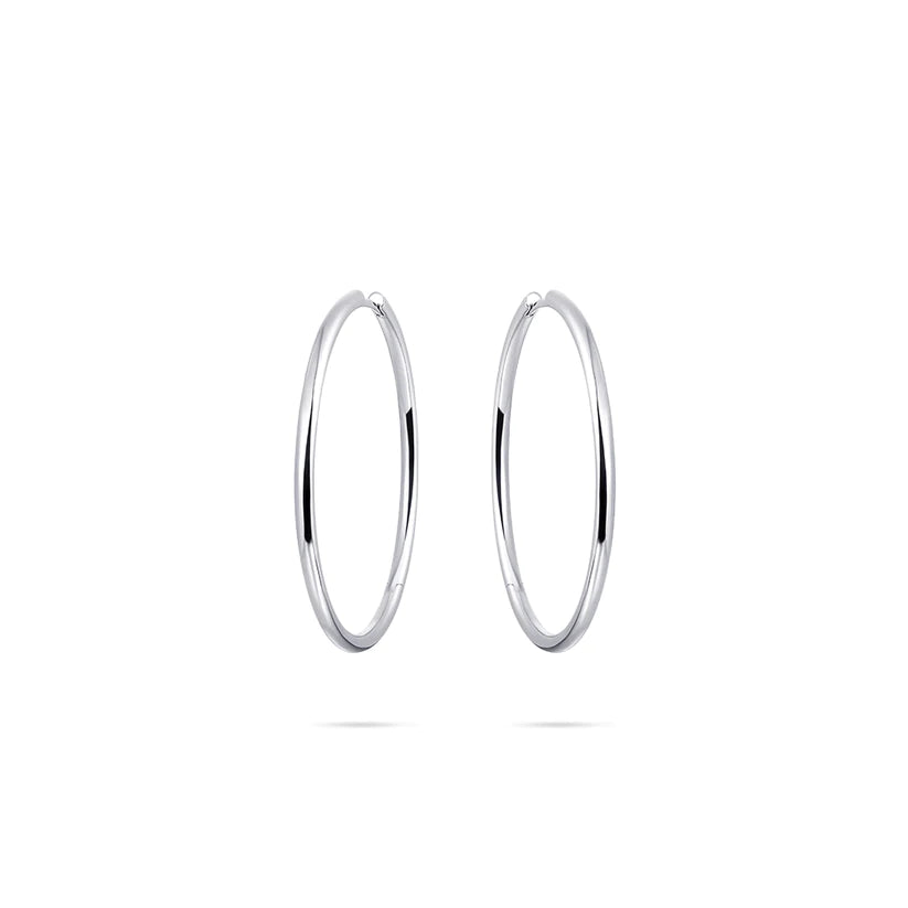 Gisser Sterling Silver Earrings - 40mm Extra Maxi Polished Hoops