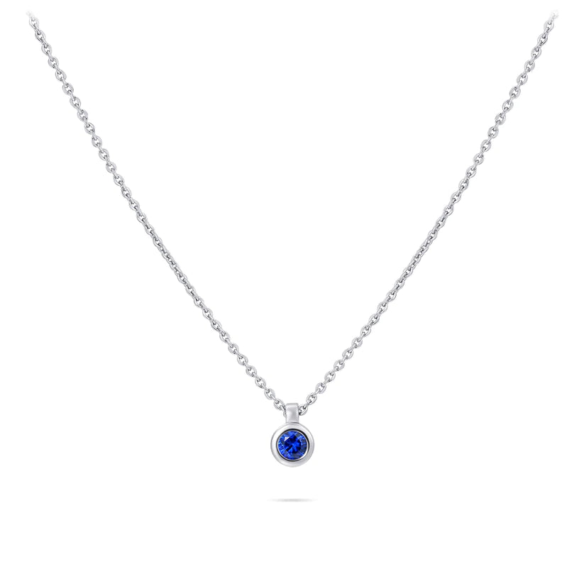 Gisser Sterling Silver Necklace with 5mm Zirconia Stone