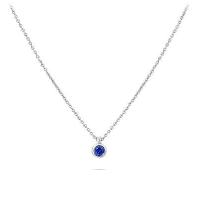 Gisser Sterling Silver Necklace with 5mm Zirconia Stone