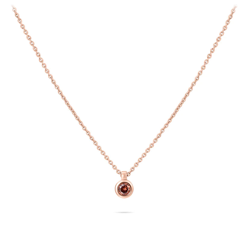 Gisser Sterling Silver Necklace - Rose Gold Plated Silver with 5mm Zirconia Stone