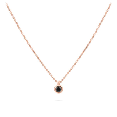 Gisser Sterling Silver Necklace - Rose Gold Plated Silver with 5mm Zirconia Stone