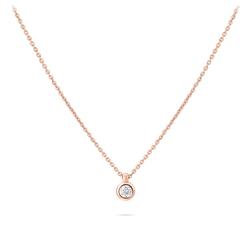 Gisser Sterling Silver Necklace - Rose Gold Plated Silver with 5mm Zirconia Stone
