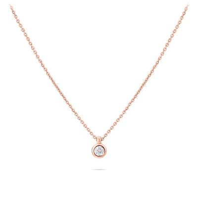 Gisser Sterling Silver Necklace - Rose Gold Plated Silver with 5mm Zirconia Stone