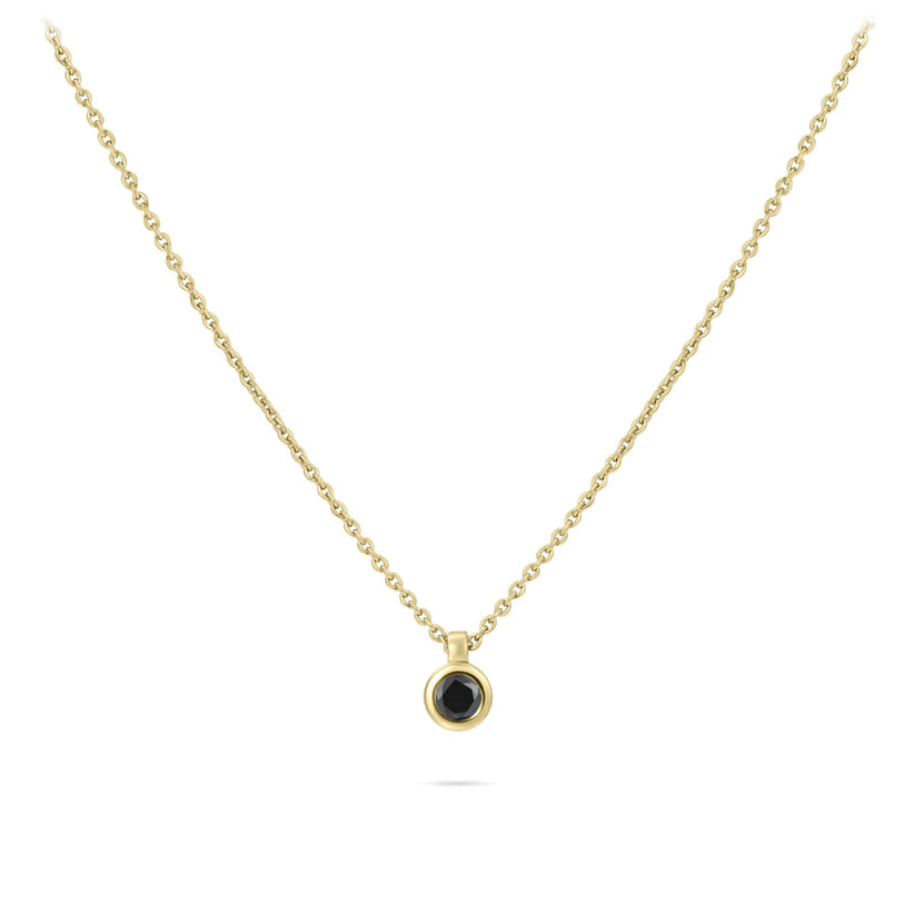 Gisser Sterling Silver Necklace - Gold Plated Silver with 5mm Zirconia Stone