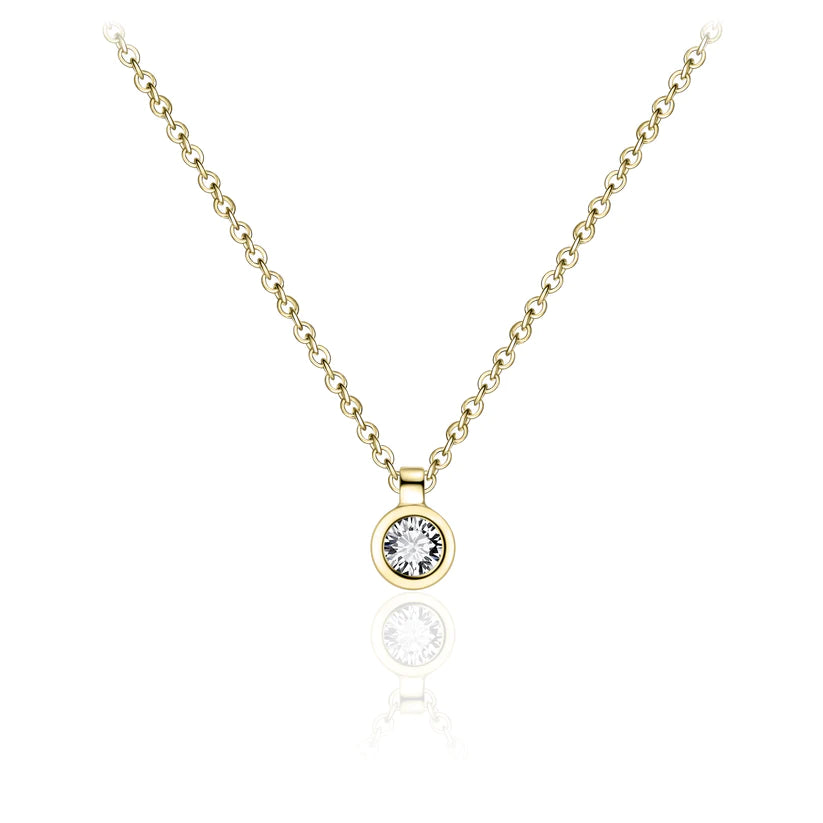 Gisser Sterling Silver Necklace - Gold Plated Silver with 5mm Zirconia Stone