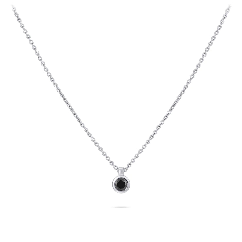 Gisser Sterling Silver Necklace with 5mm Zirconia Stone