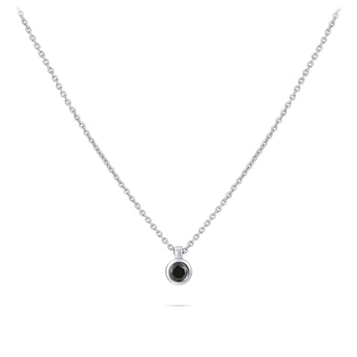 Gisser Sterling Silver Necklace with 5mm Zirconia Stone