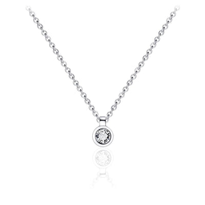 Gisser Sterling Silver Necklace with 5mm Zirconia Stone