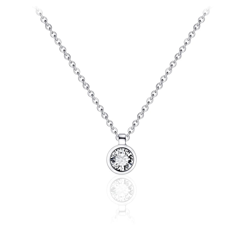 Gisser Sterling Silver Necklace with 6mm Zirconia Stone