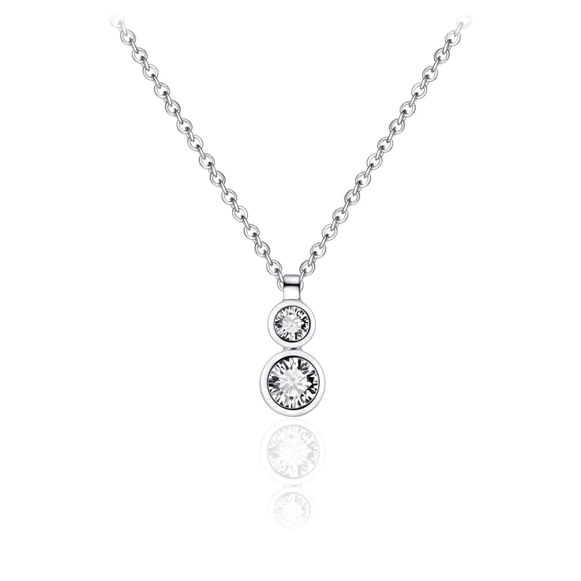 Gisser Sterling Silver Necklace  with 2 Zirconia Stones