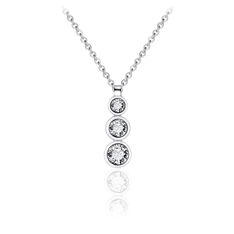 Gisser Sterling Silver Necklace with Three Zirconia Stones