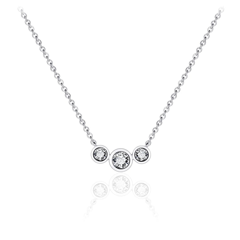 Gisser Sterling Silver Necklace with Three Zirconia Stones