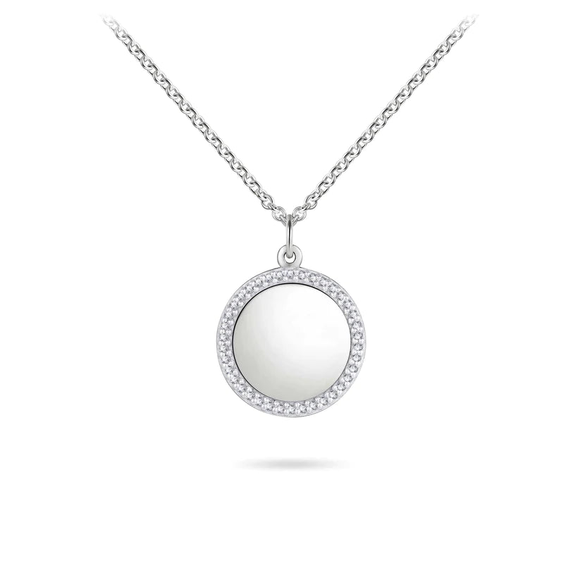 Gisser Sterling Silver Necklace with Round Engravable Pendant