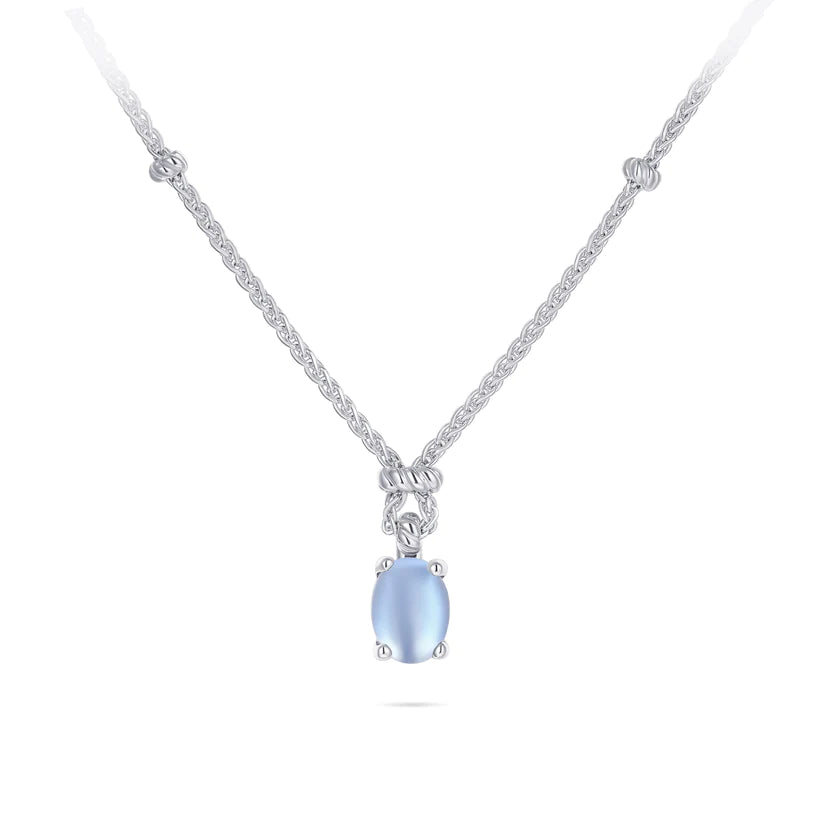 Gisser Sterling Silver Necklace with Light Blue Zirconia Stone