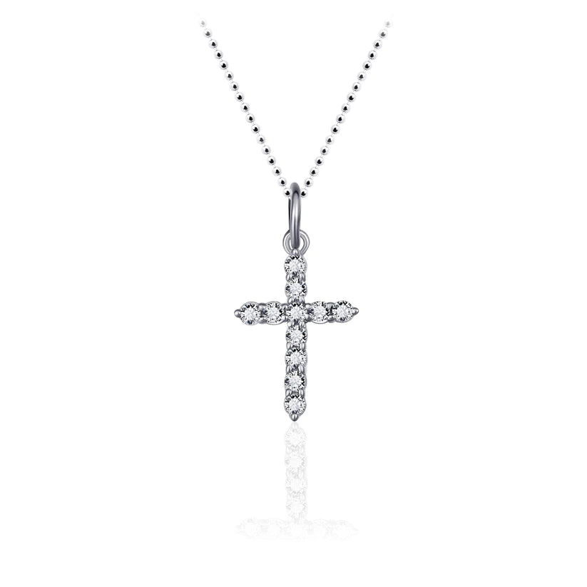 Gisser Sterling Silver Pendant - Silver Cross with Zirconia Stones