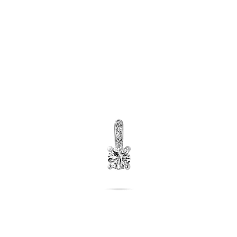 Gisser Sterling Silver Pendant - White Pave Zirconia Stone with Solitare