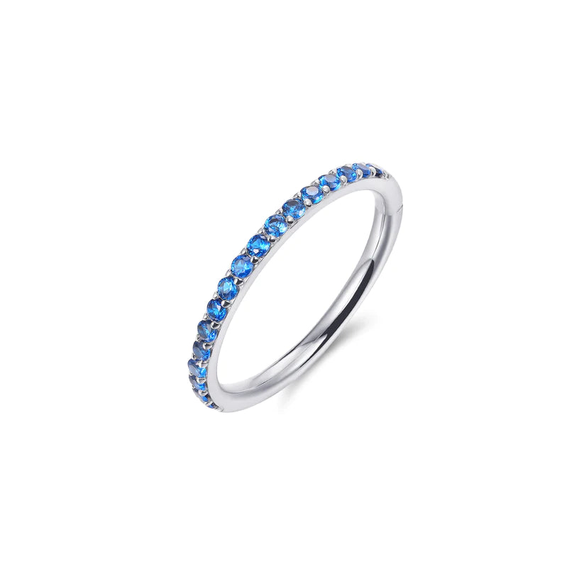 Gisser Sterling Silver Ring - Single Row Blue Zirconia Stones