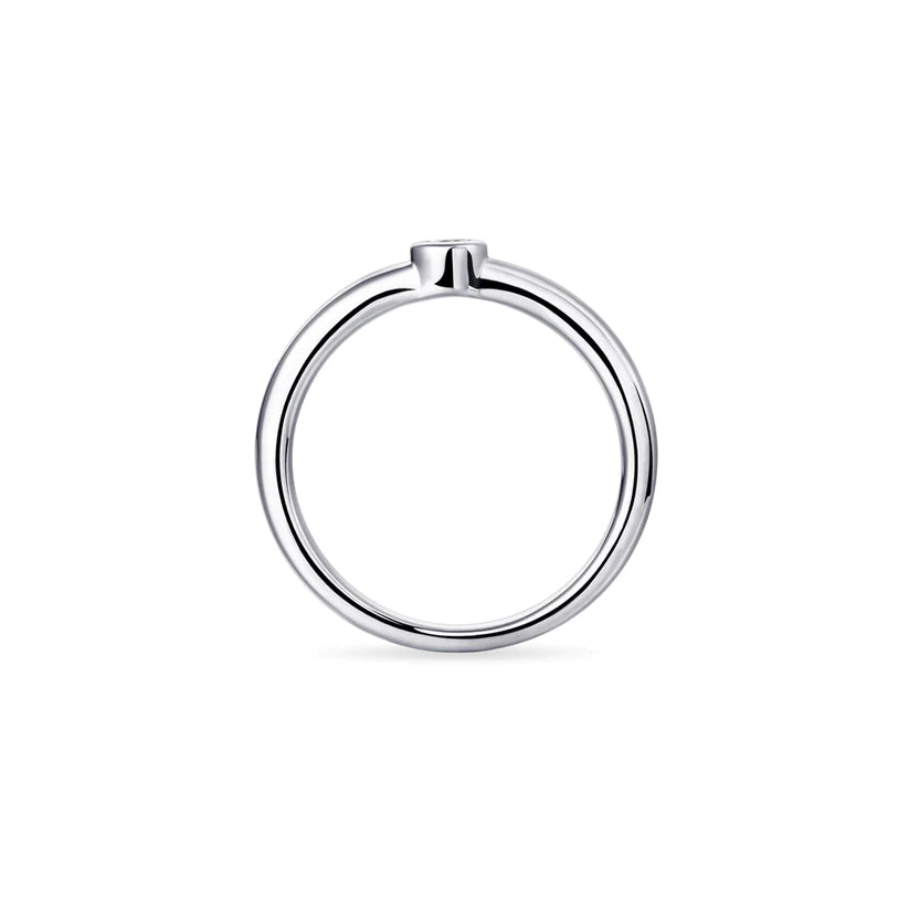 Gisser Sterling Silver Ring - 5mm Zirconia Stone Solitaire