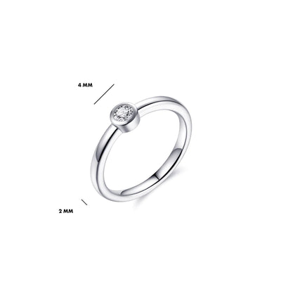 Gisser Sterling Silver Ring - 5mm Zirconia Stone Solitaire