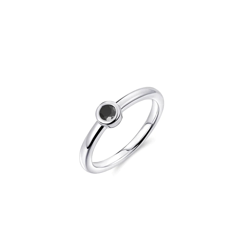 Gisser Sterling Silver Ring - 4.5mm Black Zirconia Stone