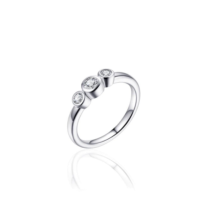 Gisser Sterling Silver Ring - Solitaire with 3 Zirconia Stones