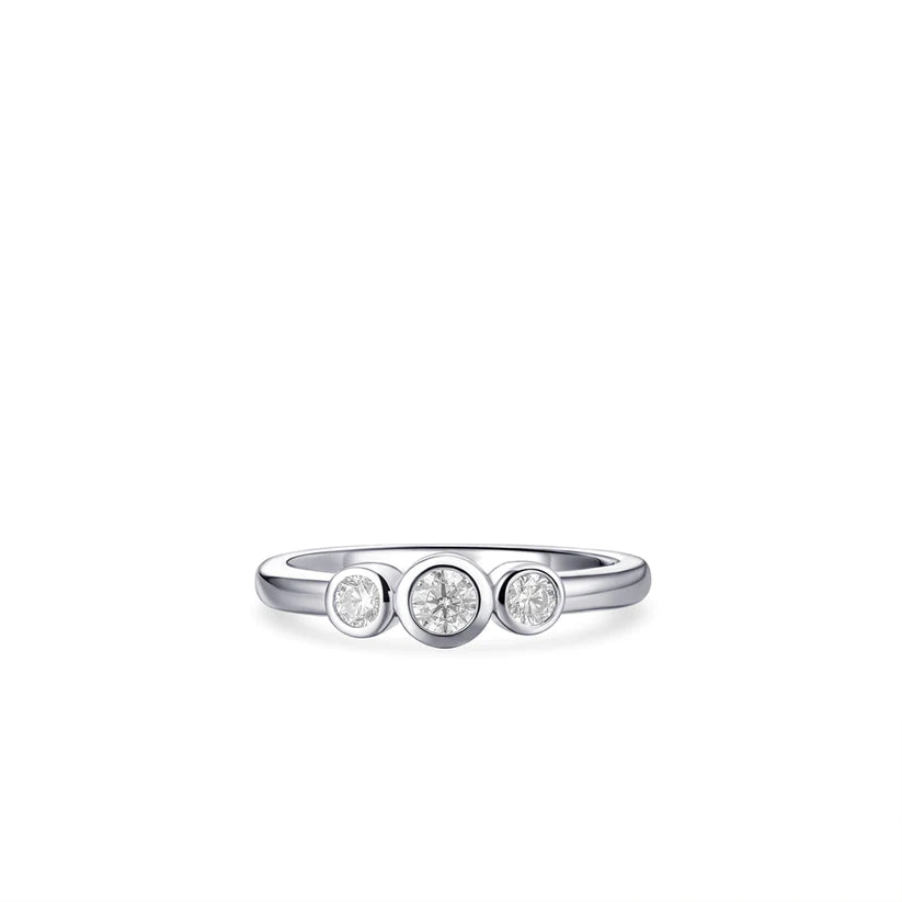 Gisser Sterling Silver Ring - Solitaire with 3 Zirconia Stones