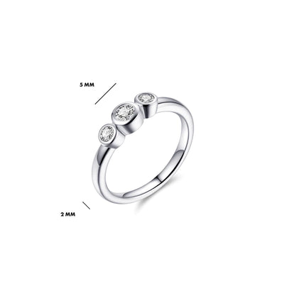 Gisser Sterling Silver Ring - Solitaire with 3 Zirconia Stones