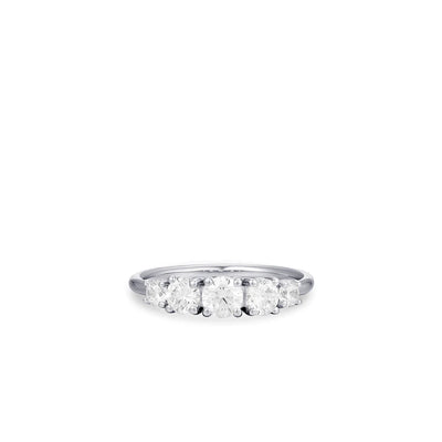 Gisser Sterling Silver Ring - 5 Zirconia Stones on Polished Band