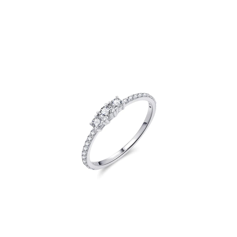Gisser Sterling Silver Ring - Trilogy Band with Zirconia Stones